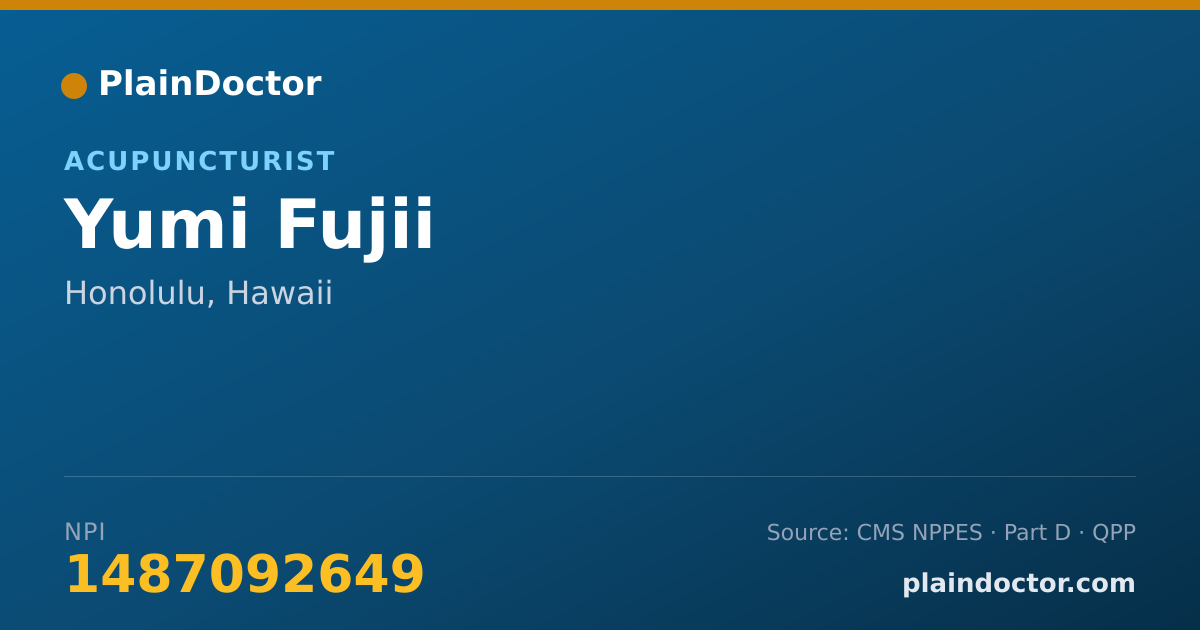 Shareable card for Yumi Fujii - Acupuncturist, Honolulu, HI