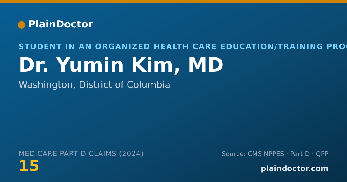 Shareable card for Yumin Kim, MD - Student in an Organized Health Care Education/Training Program, Washington, DC