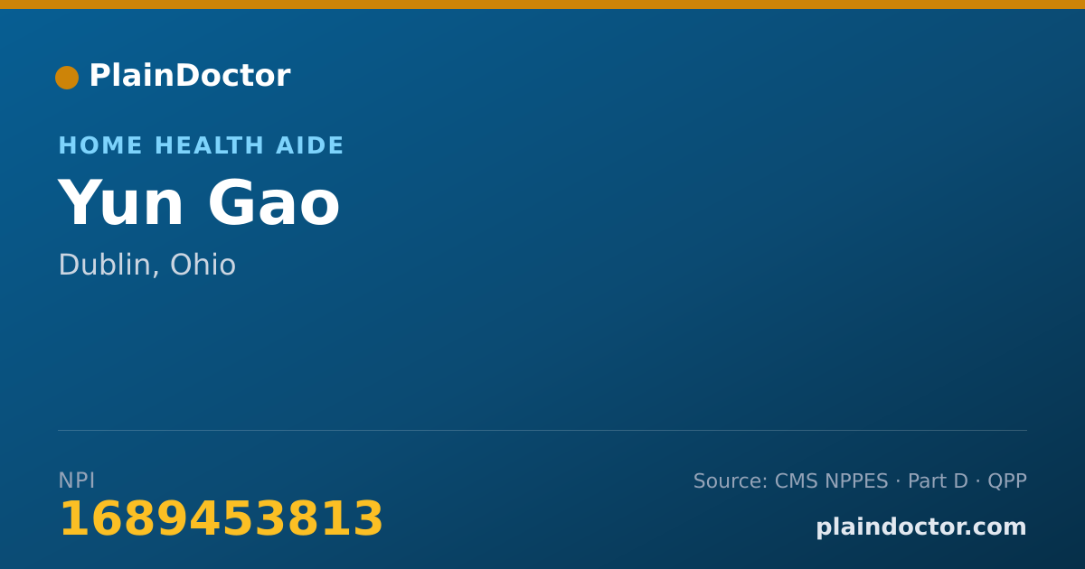 Shareable card for Yun Gao - Home Health Aide, Dublin, OH