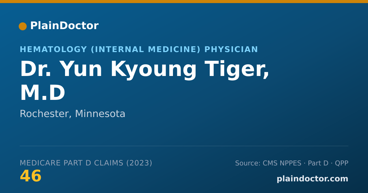 Shareable card for Yun Kyoung Tiger, M.D - Hematology (Internal Medicine) Physician, Rochester, MN