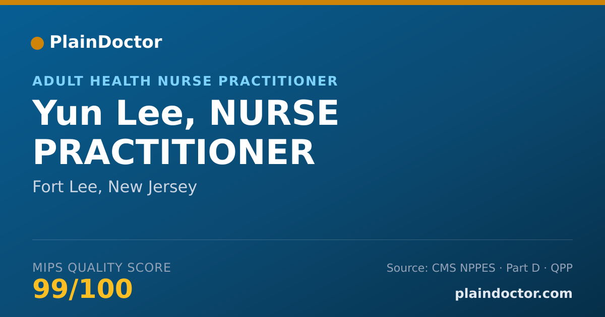Shareable card for Yun Lee, NURSE PRACTITIONER - Adult Health Nurse Practitioner, Fort Lee, NJ