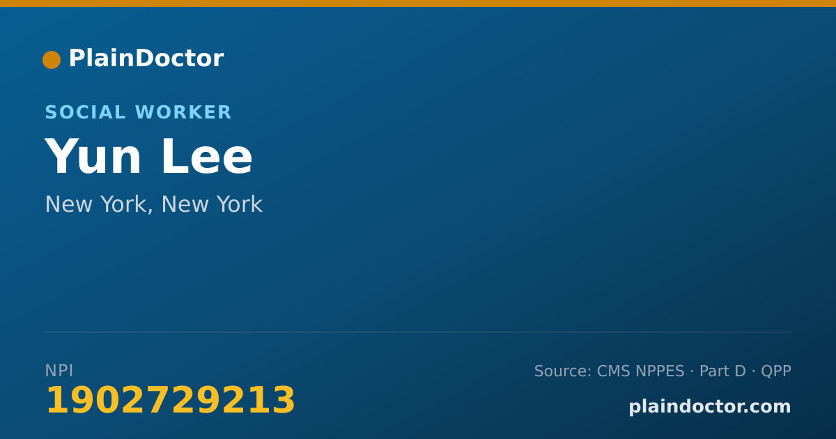 Shareable card for Yun Lee - Social Worker, New York, NY