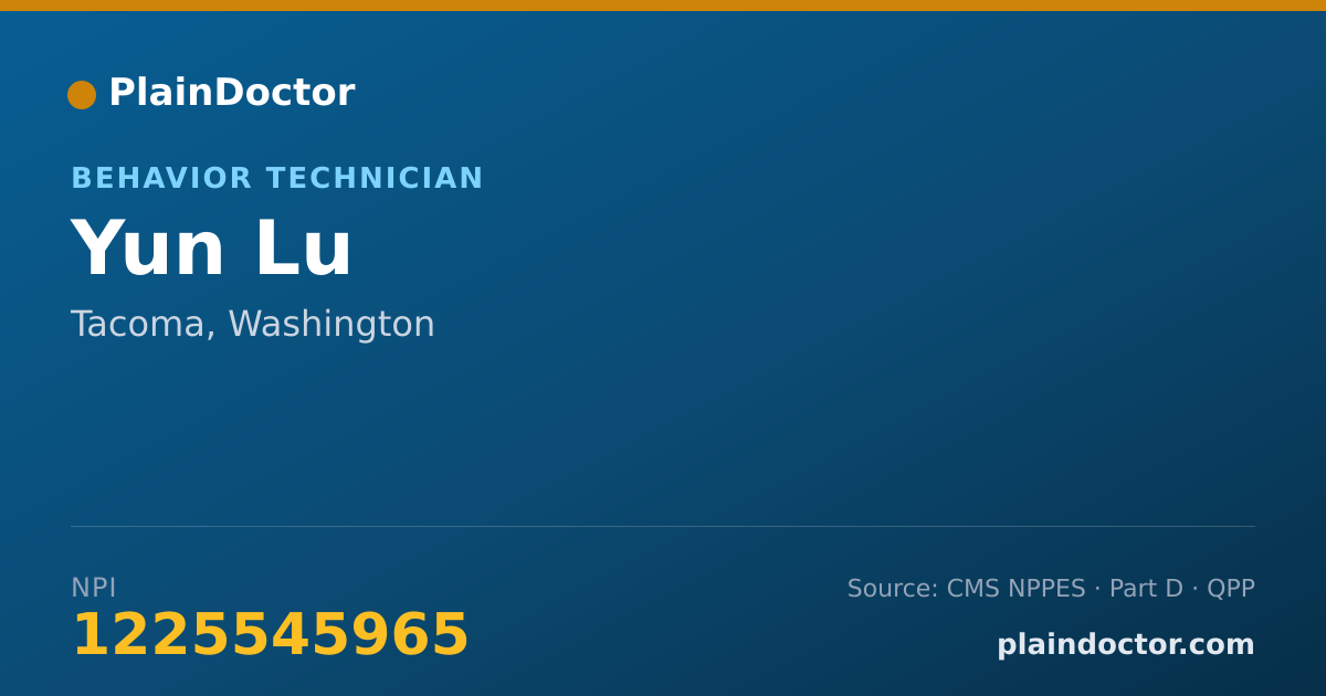 Shareable card for Yun Lu - Behavior Technician, Tacoma, WA