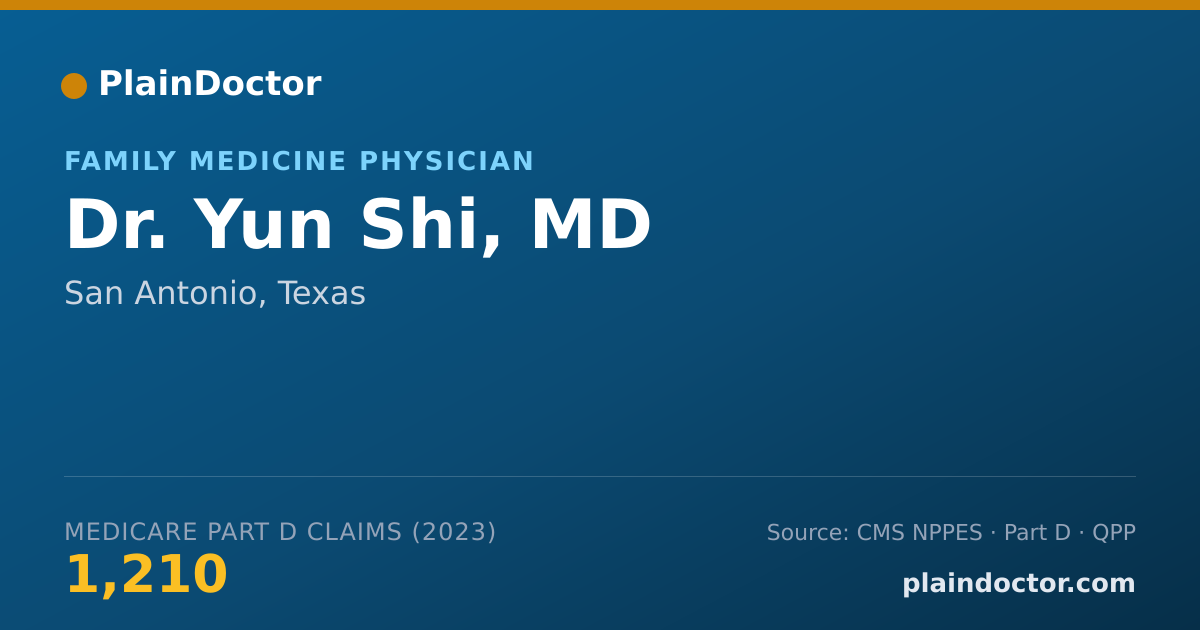 Shareable card for Yun Shi, MD - Family Medicine Physician, San Antonio, TX