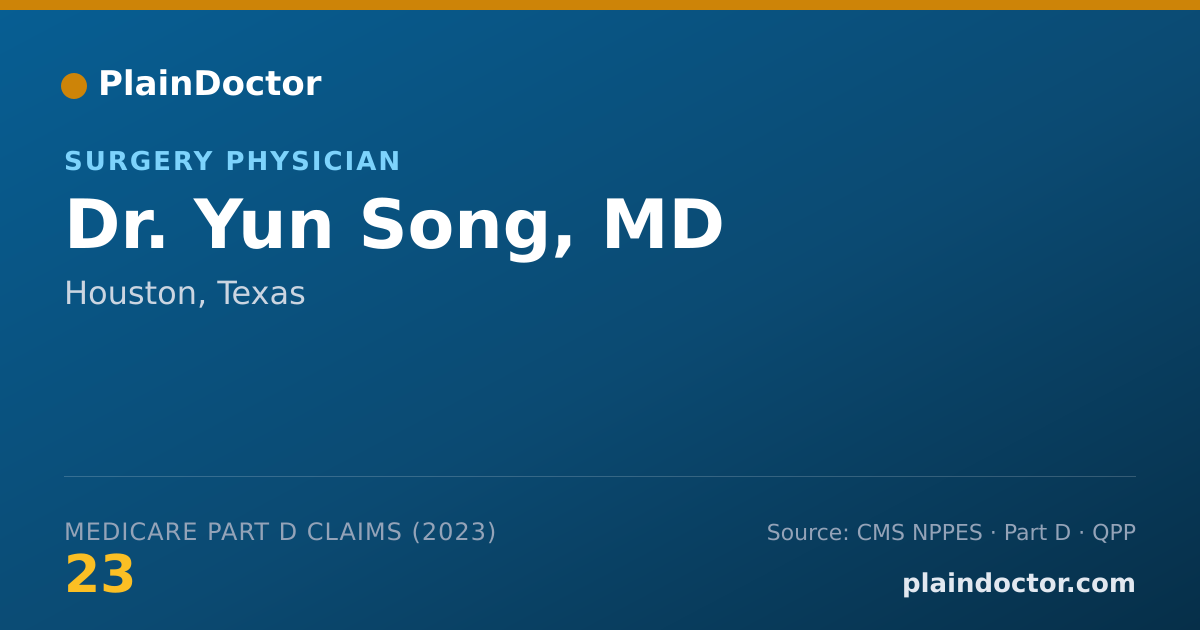 Shareable card for Yun Song, MD - Surgery Physician, Houston, TX