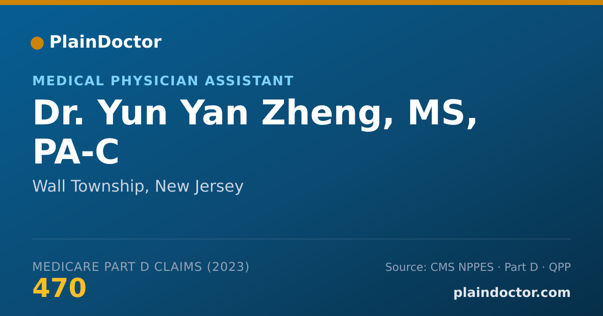Shareable card for Yun Yan Zheng, MS, PA-C - Medical Physician Assistant, Wall Township, NJ