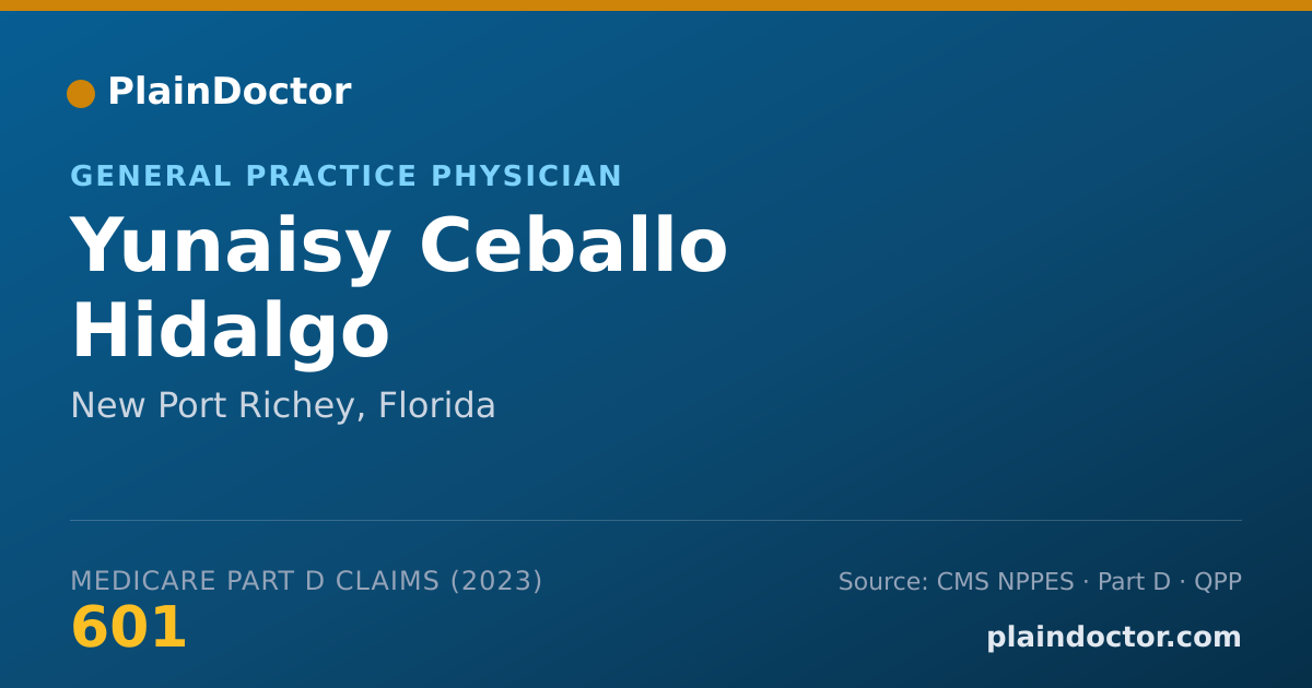 Shareable card for Yunaisy Ceballo Hidalgo - General Practice Physician, New Port Richey, FL