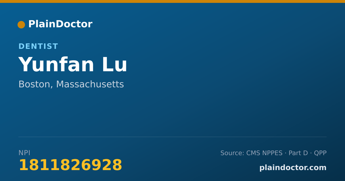 Shareable card for Yunfan Lu - Dentist, Boston, MA