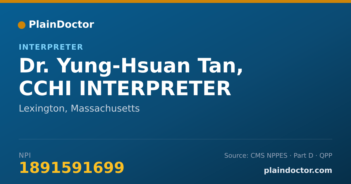 Shareable card for Yung-Hsuan Tan, CCHI INTERPRETER - Interpreter, Lexington, MA