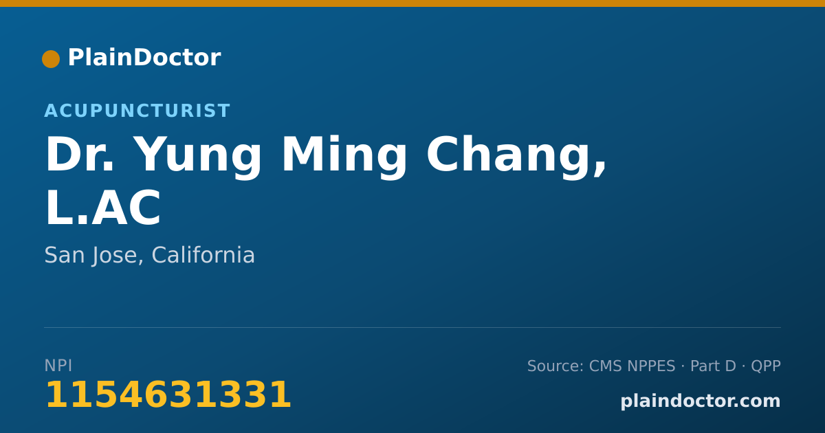 Shareable card for Yung Ming Chang, L.AC - Acupuncturist, San Jose, CA