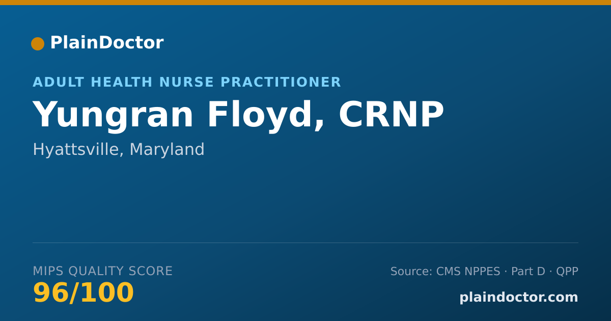 Shareable card for Yungran Floyd, CRNP - Adult Health Nurse Practitioner, Hyattsville, MD