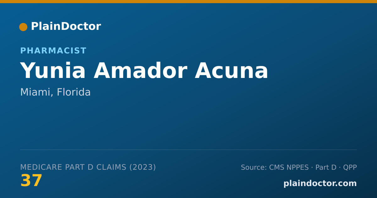 Shareable card for Yunia Amador Acuna - Pharmacist, Miami, FL