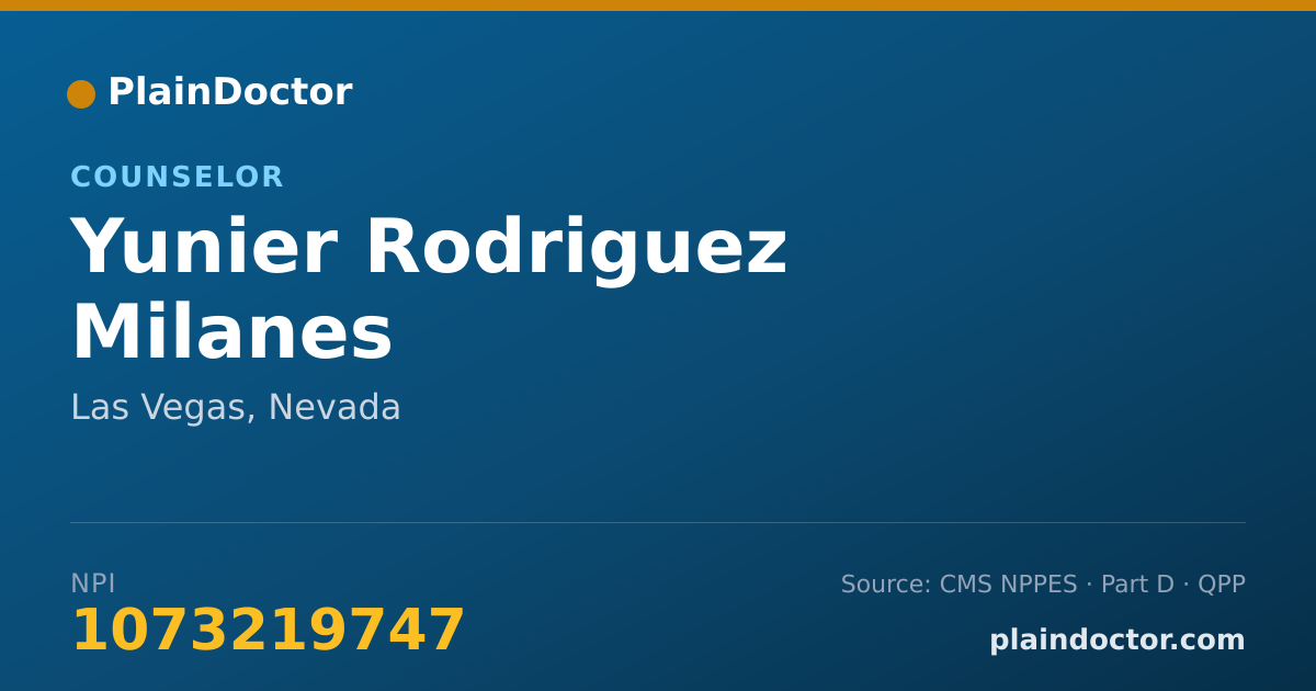 Shareable card for Yunier Rodriguez Milanes - Counselor, Las Vegas, NV