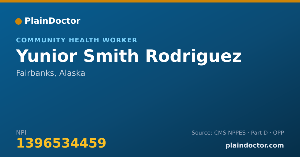 Shareable card for Yunior Smith Rodriguez - Community Health Worker, Fairbanks, AK