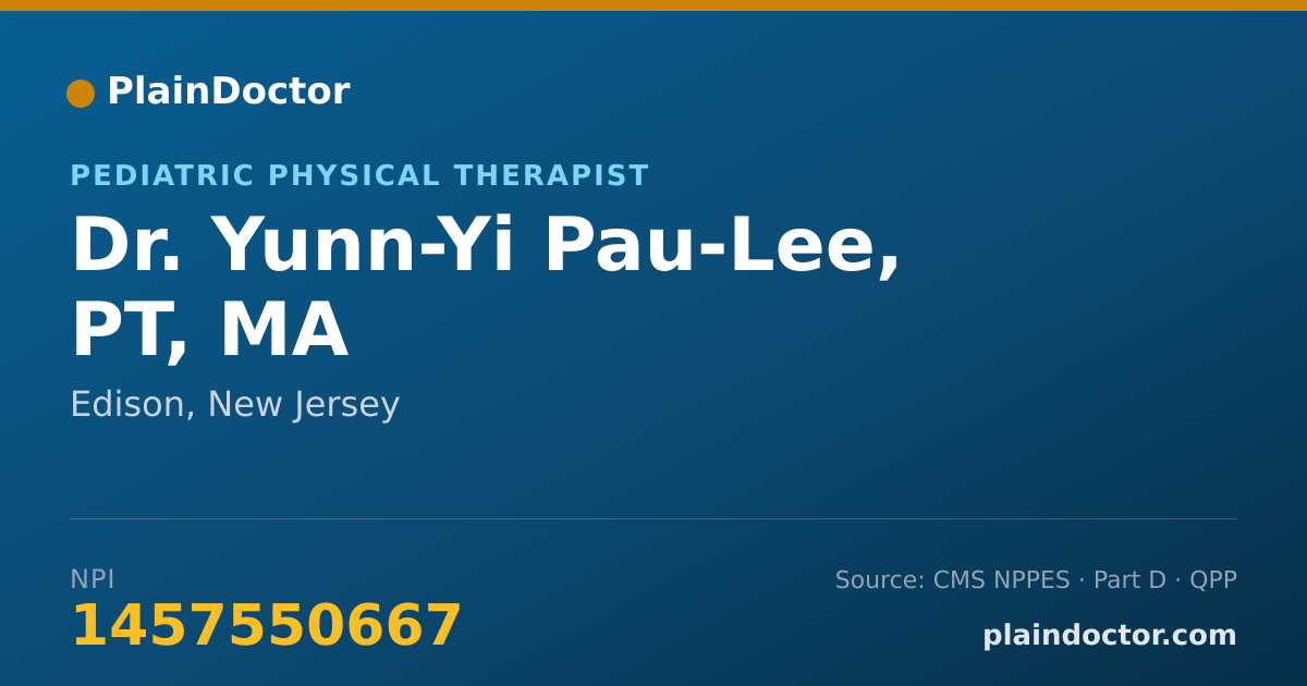 Shareable card for Yunn-Yi Pau-Lee, PT, MA - Pediatric Physical Therapist, Edison, NJ