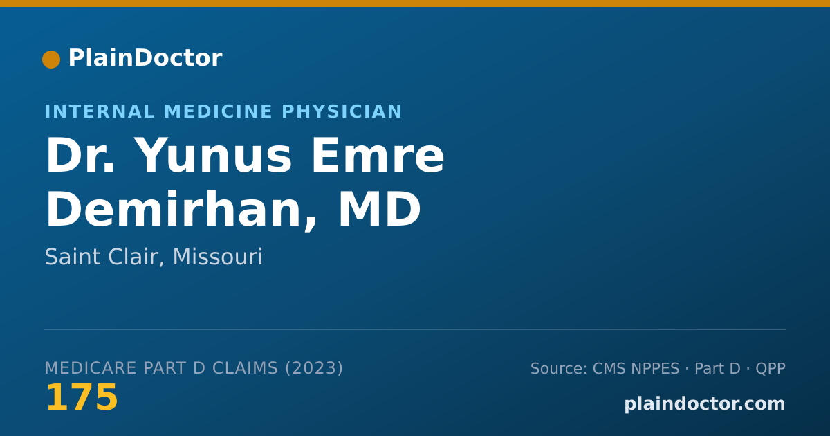 Shareable card for Yunus Emre Demirhan, MD - Internal Medicine Physician, Saint Clair, MO