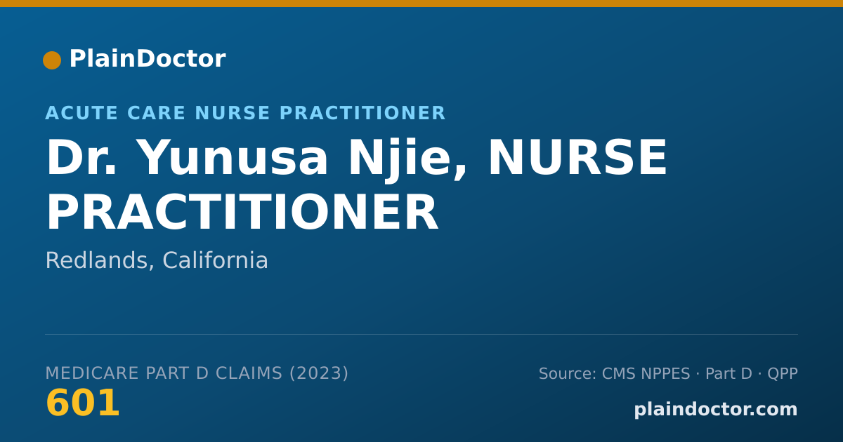 Shareable card for Yunusa Njie, NURSE PRACTITIONER - Acute Care Nurse Practitioner, Redlands, CA