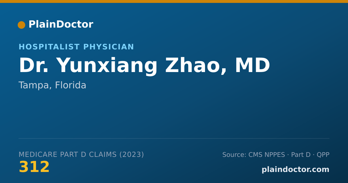 Shareable card for Yunxiang Zhao, MD - Hospitalist Physician, Tampa, FL