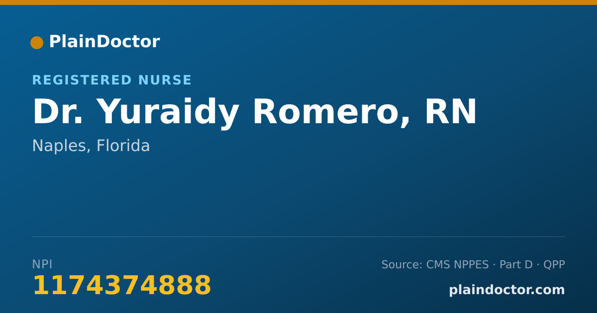 Shareable card for Yuraidy Romero, RN - Registered Nurse, Naples, FL