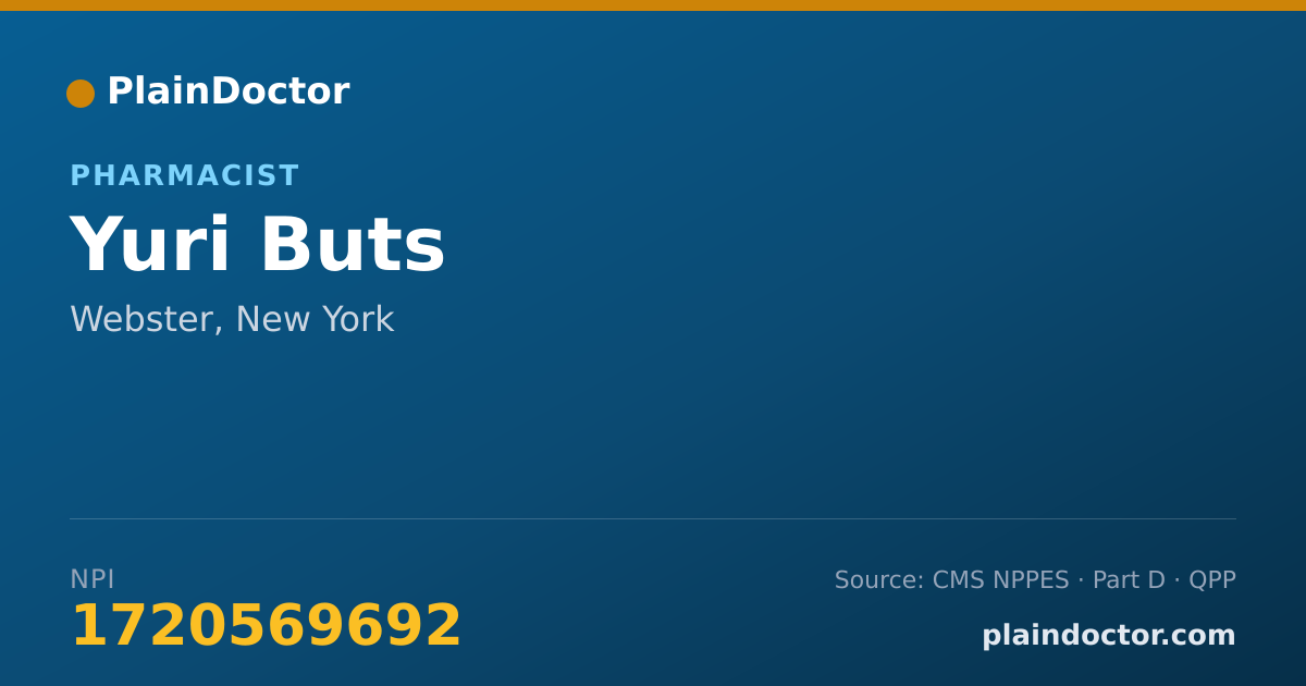 Shareable card for Yuri Buts - Pharmacist, Webster, NY