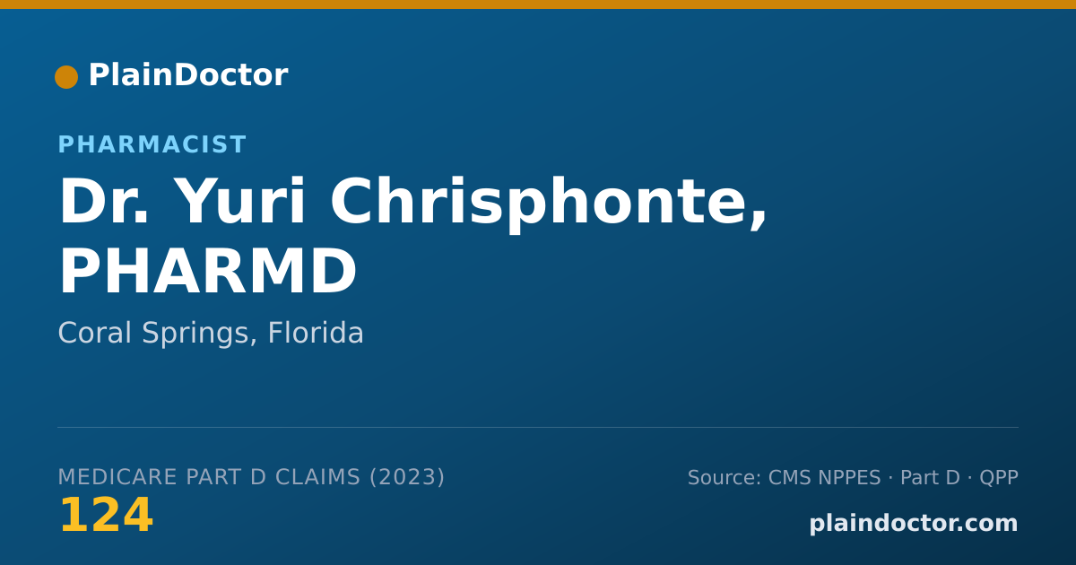 Shareable card for Yuri Chrisphonte, PHARMD - Pharmacist, Coral Springs, FL