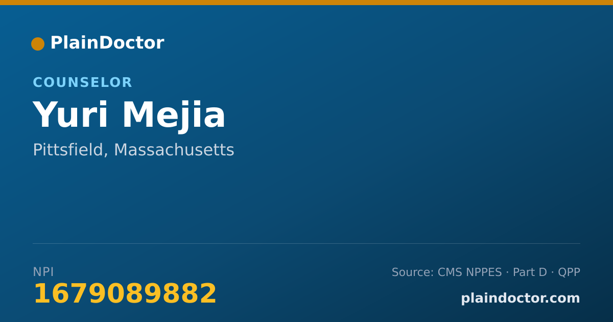 Shareable card for Yuri Mejia - Counselor, Pittsfield, MA