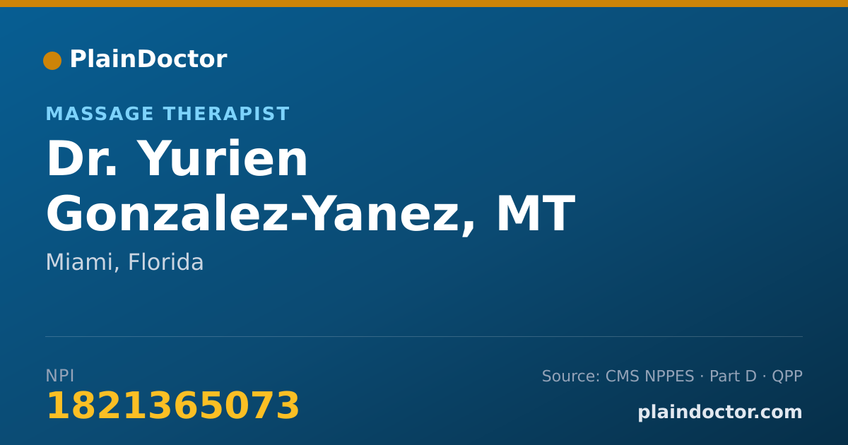 Shareable card for Yurien Gonzalez-Yanez, MT - Massage Therapist, Miami, FL