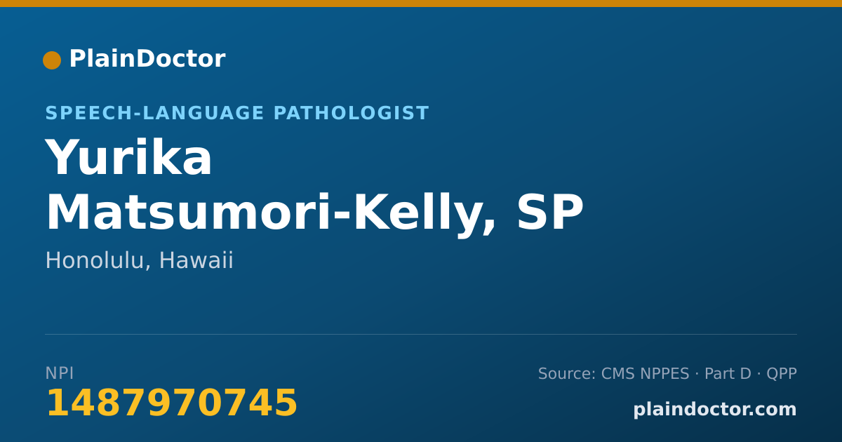 Shareable card for Yurika Matsumori-Kelly, SP - Speech-Language Pathologist, Honolulu, HI