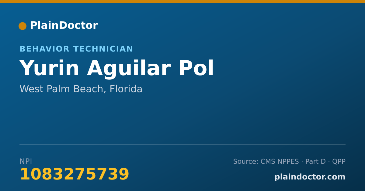 Shareable card for Yurin Aguilar Pol - Behavior Technician, West Palm Beach, FL