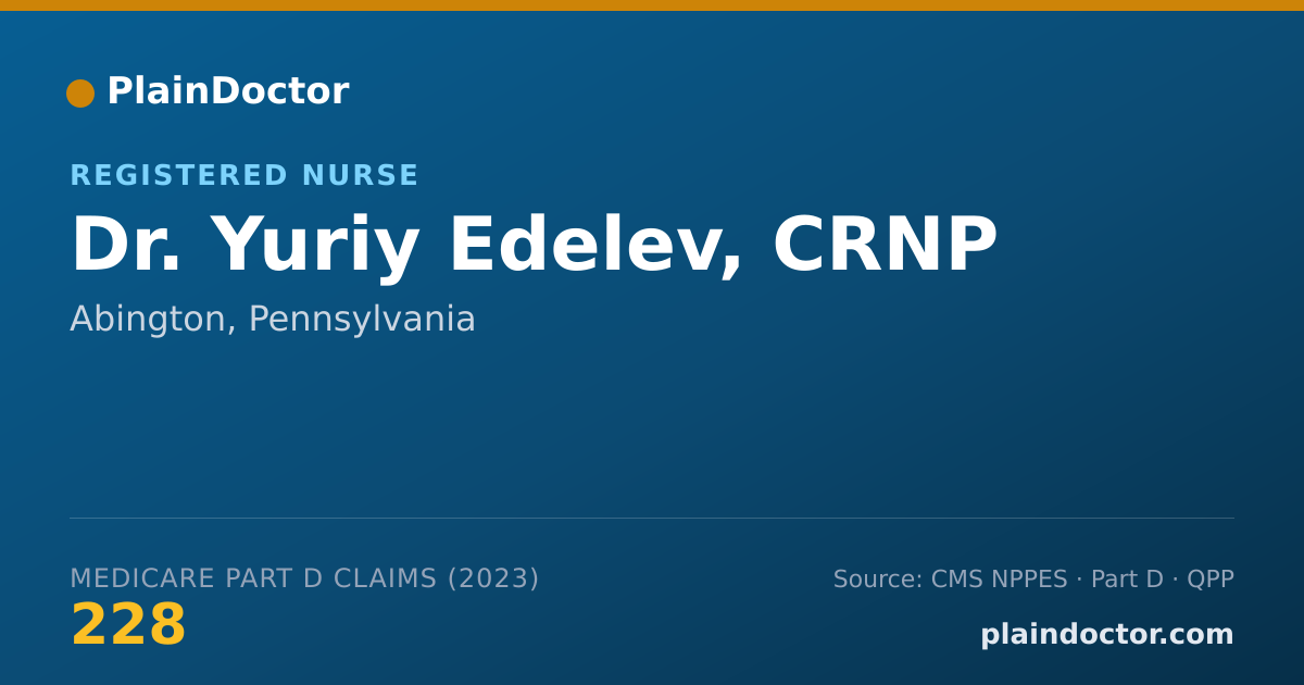 Shareable card for Yuriy Edelev, CRNP - Registered Nurse, Abington, PA