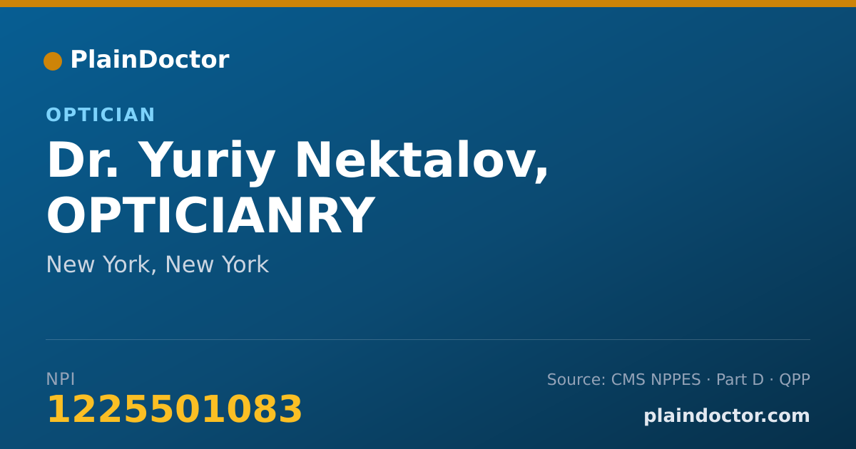Shareable card for Yuriy Nektalov, OPTICIANRY - Optician, New York, NY