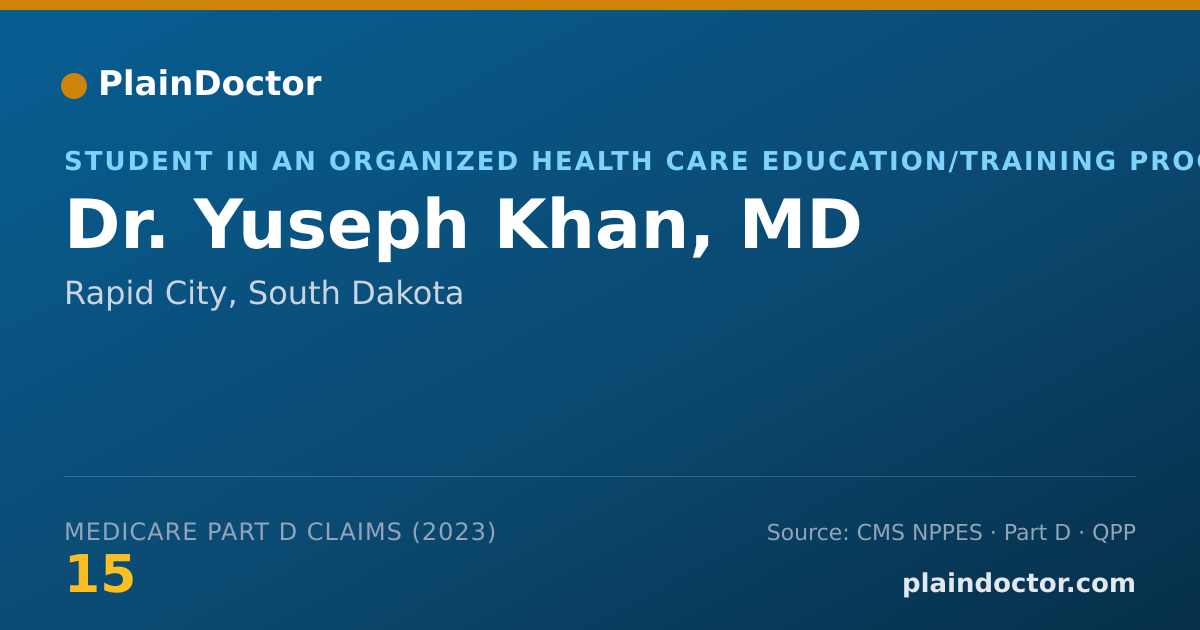 Shareable card for Yuseph Khan, MD - Student in an Organized Health Care Education/Training Program, Rapid City, SD