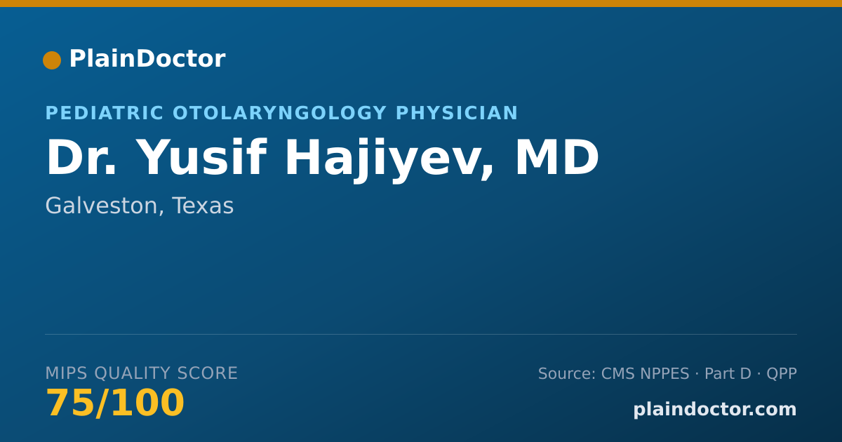 Shareable card for Yusif Hajiyev, MD - Pediatric Otolaryngology Physician, Galveston, TX