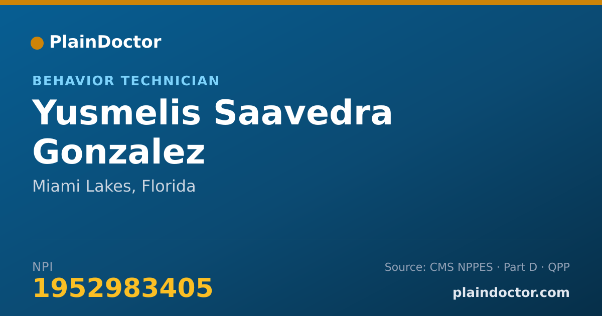 Shareable card for Yusmelis Saavedra Gonzalez - Behavior Technician, Miami Lakes, FL