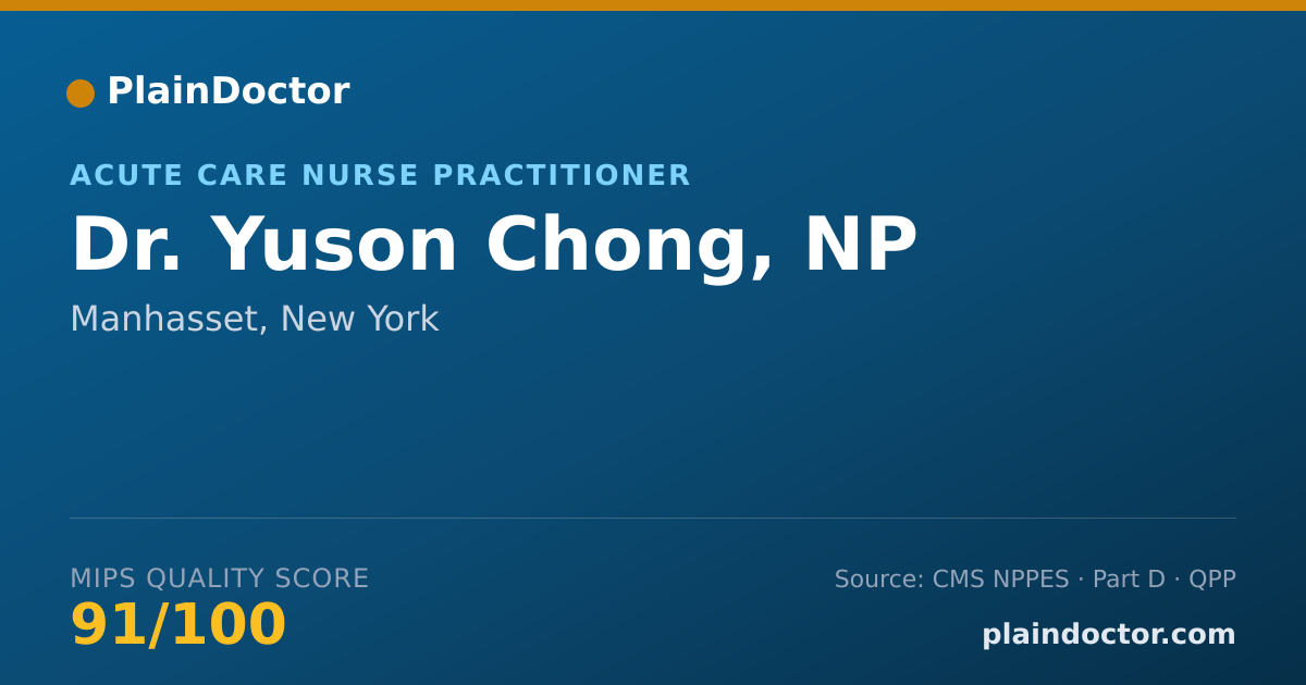 Shareable card for Yuson Chong, NP - Acute Care Nurse Practitioner, Manhasset, NY