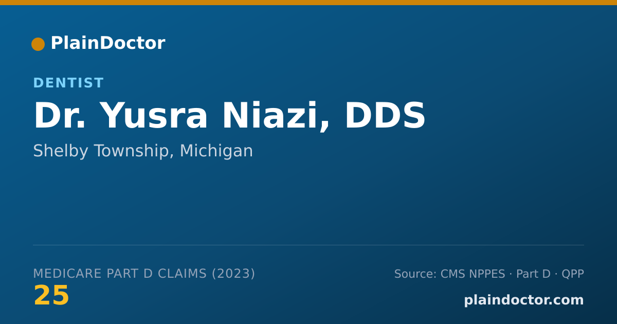 Shareable card for Yusra Niazi, DDS - Dentist, Shelby Township, MI