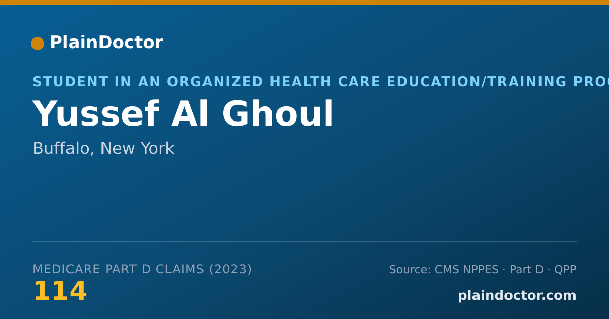 Shareable card for Yussef Al Ghoul - Student in an Organized Health Care Education/Training Program, Buffalo, NY