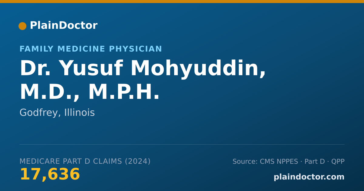 Shareable card for Yusuf Mohyuddin, M.D., M.P.H. - Family Medicine Physician, Godfrey, IL