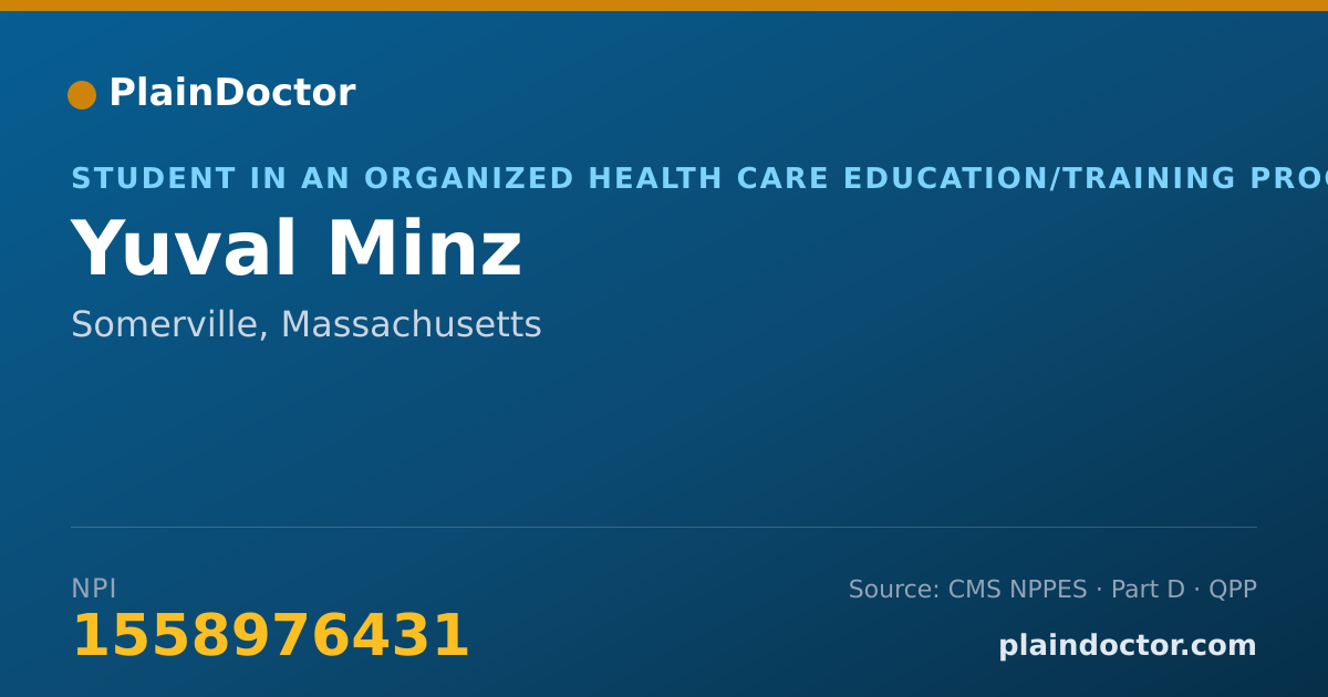 Shareable card for Yuval Minz - Student in an Organized Health Care Education/Training Program, Somerville, MA