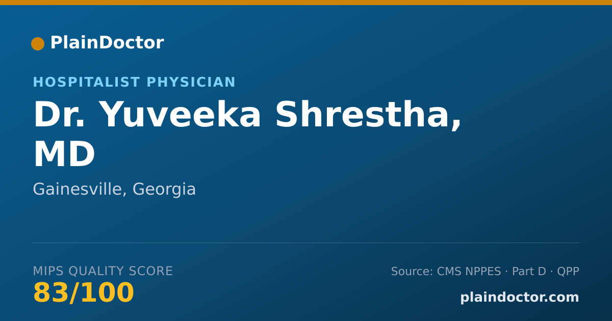 Shareable card for Yuveeka Shrestha, MD - Hospitalist Physician, Gainesville, GA