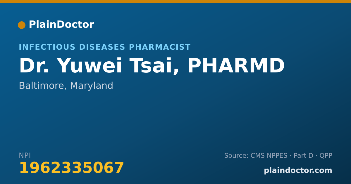 Shareable card for Yuwei Tsai, PHARMD - Infectious Diseases Pharmacist, Baltimore, MD