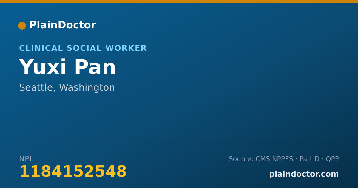 Shareable card for Yuxi Pan - Clinical Social Worker, Seattle, WA