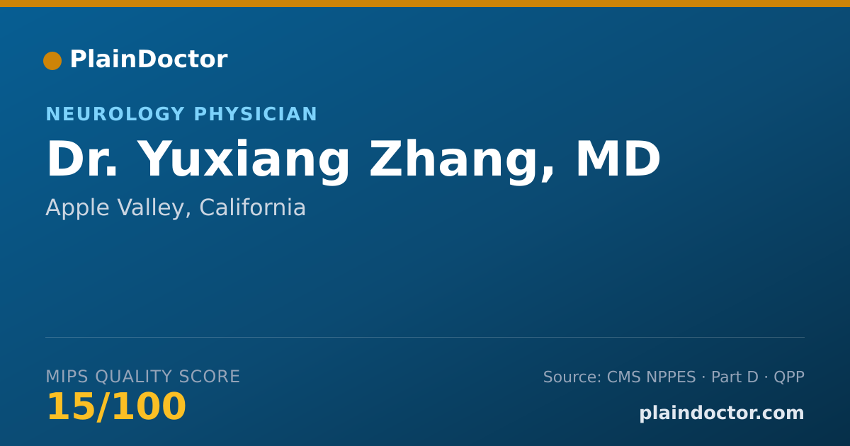 Shareable card for Yuxiang Zhang, MD - Neurology Physician, Apple Valley, CA
