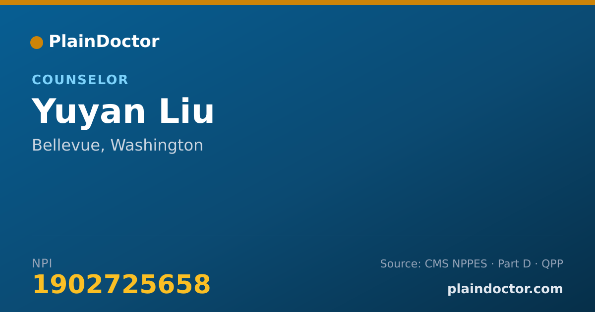 Shareable card for Yuyan Liu - Counselor, Bellevue, WA