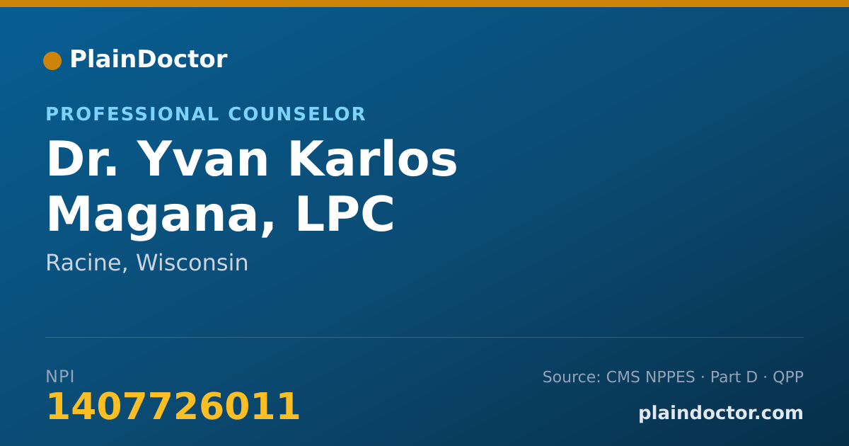 Shareable card for Yvan Karlos Magana, LPC - Professional Counselor, Racine, WI