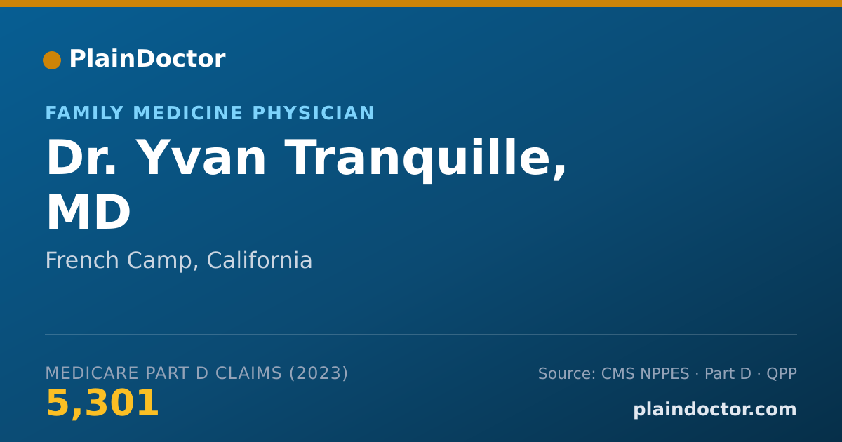 Shareable card for Yvan Tranquille, MD - Family Medicine Physician, French Camp, CA