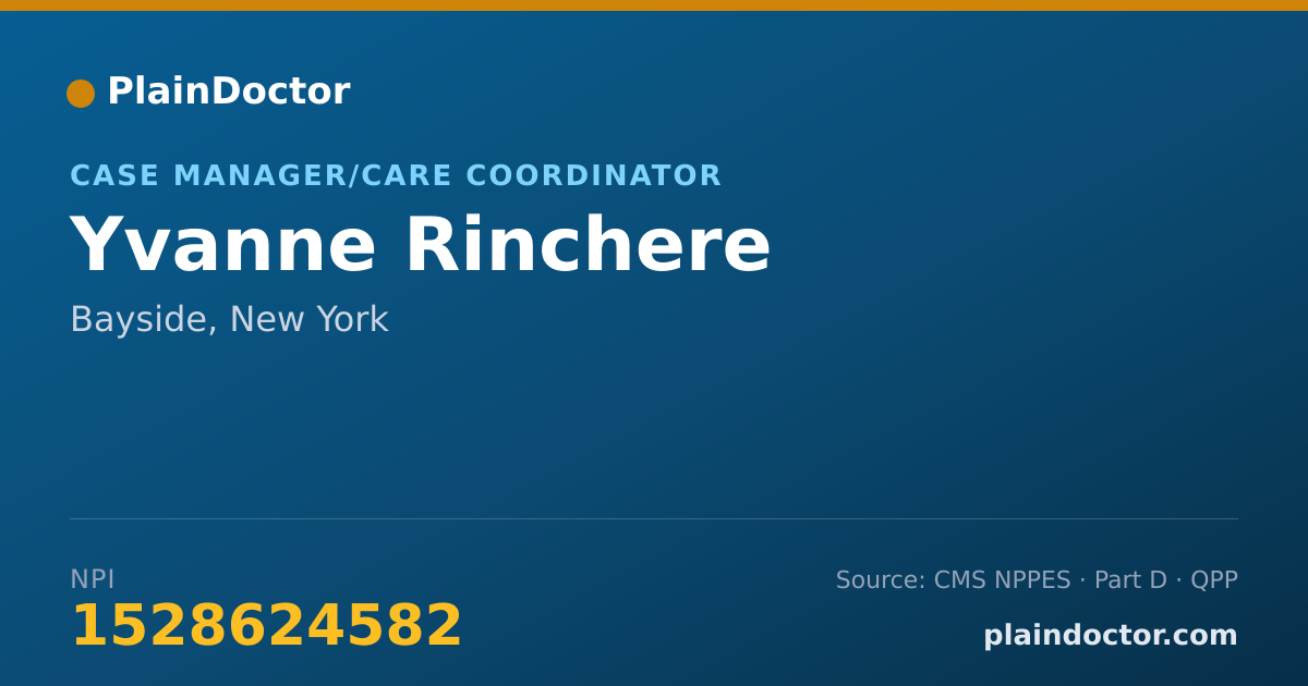 Shareable card for Yvanne Rinchere - Case Manager/Care Coordinator, Bayside, NY