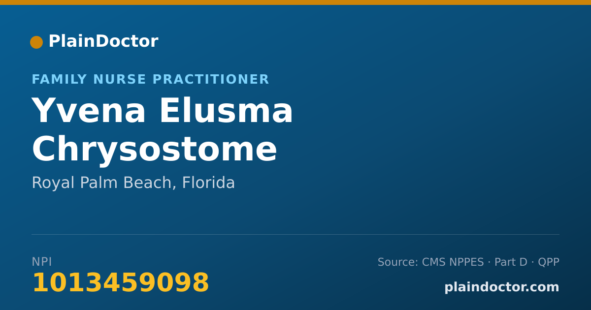 Shareable card for Yvena Elusma Chrysostome - Family Nurse Practitioner, Royal Palm Beach, FL