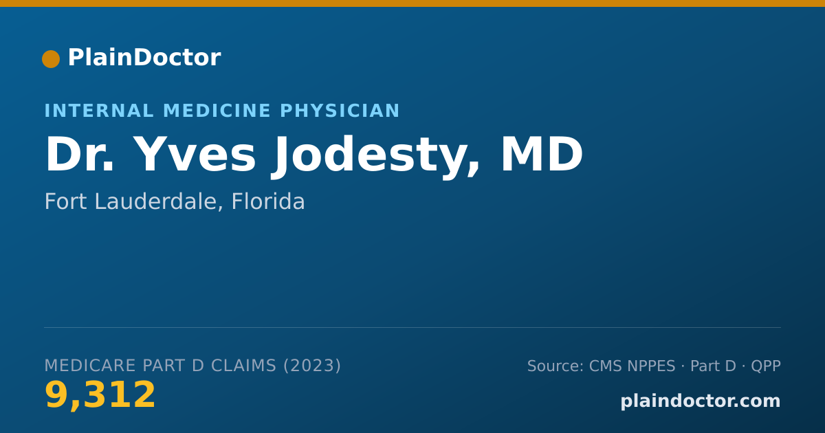 Shareable card for Yves Jodesty, MD - Internal Medicine Physician, Fort Lauderdale, FL