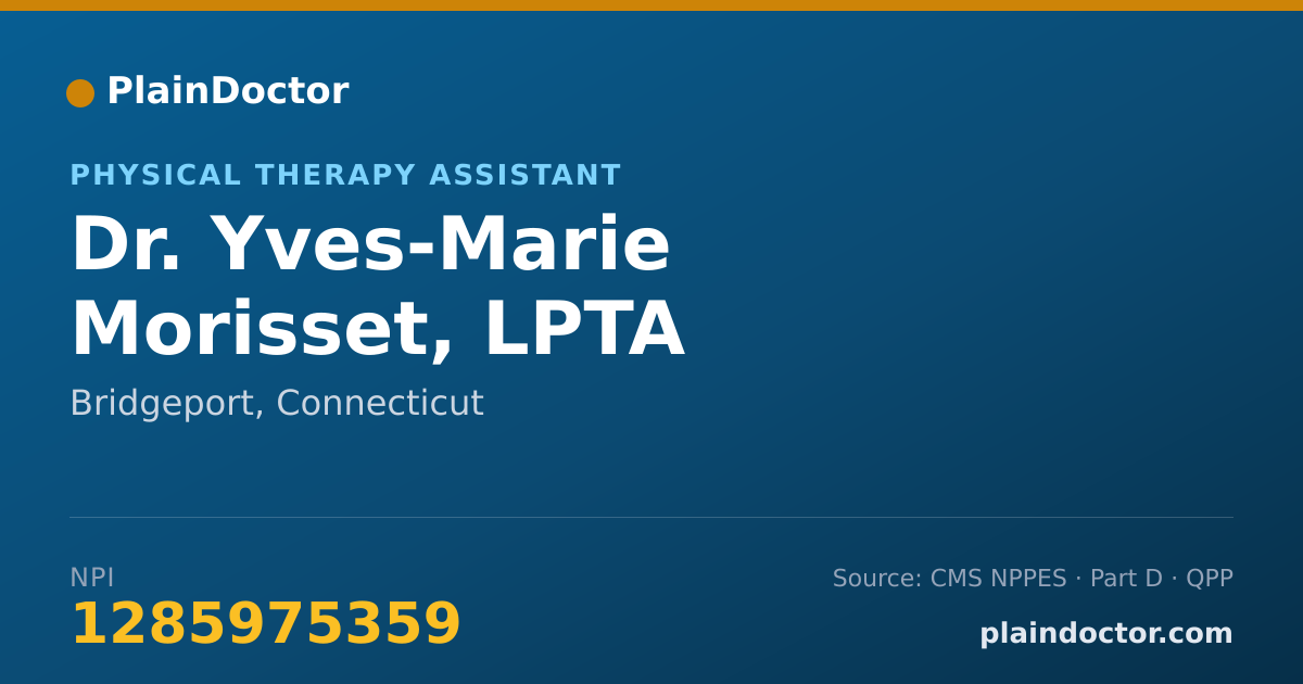 Shareable card for Yves-Marie Morisset, LPTA - Physical Therapy Assistant, Bridgeport, CT